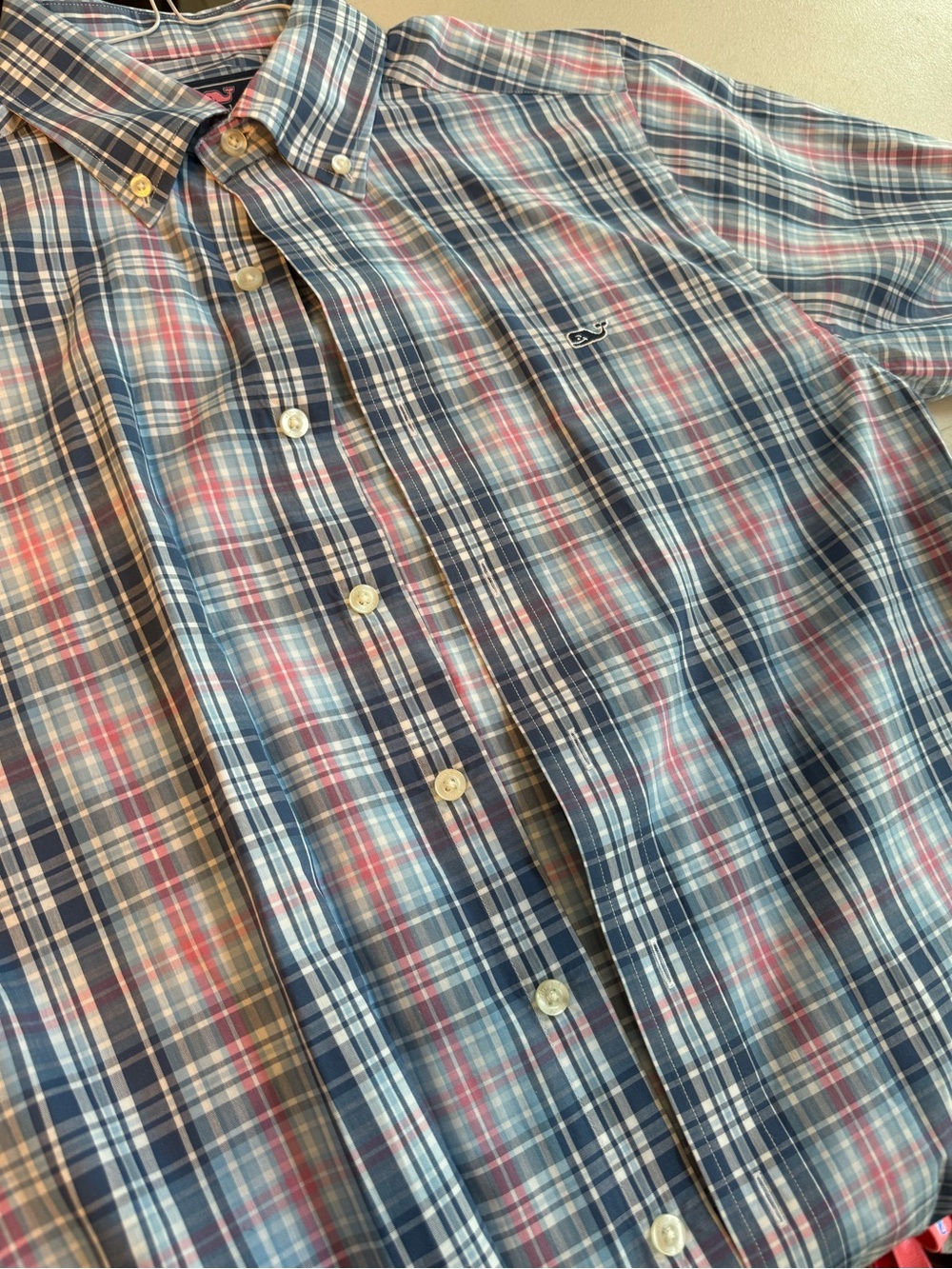 Vineyard Vines Plaid Button-Down Shirt in Blue & Pink